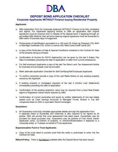Checklist for Corporates without Finance Buying Residential Property