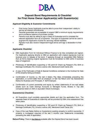 Deposit Bond Checklist for First Home Buyers with Guarantor(s)